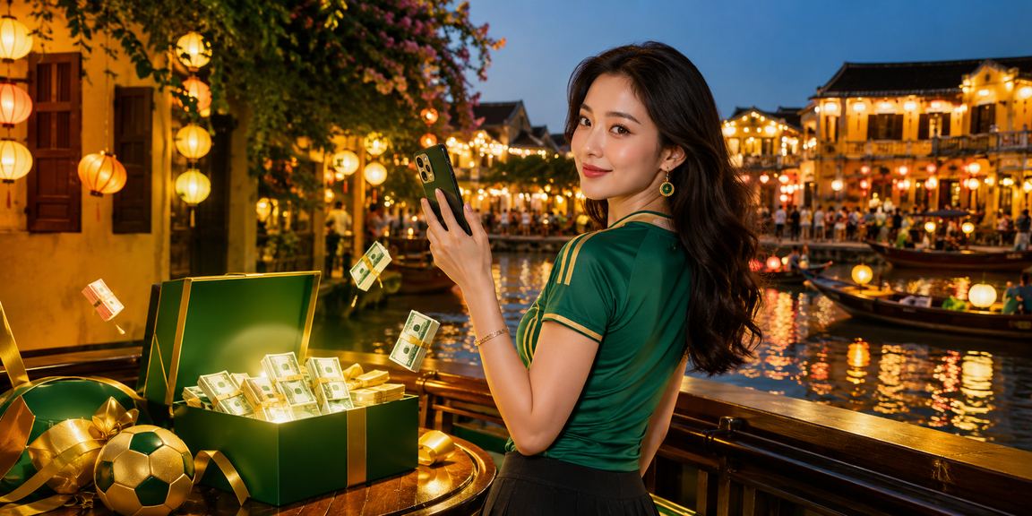 Người chơi tại Hội An đăng ký tài khoản casino trên điện thoại dưới ánh đèn lồng